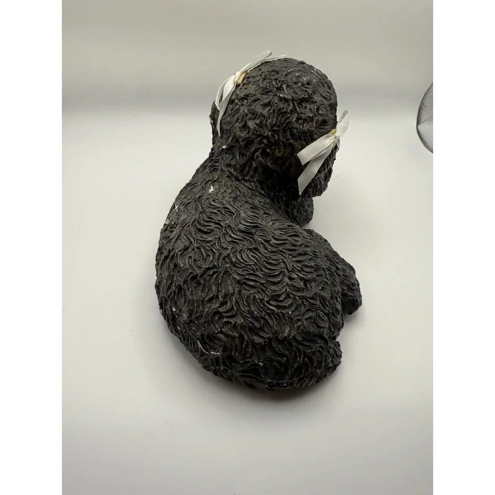 Vtg Sandicast Miniature Black Poodle Dog Sandra Brue 1981 Sculpture Signed 8